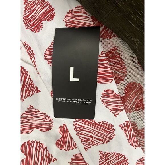 NEW IBKUL Scribble Hearts Print Long Sleeve Top - Red & White - Size Large RARE - Picture 9 of 12